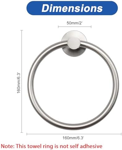 NearMoon Bath Towel Ring, Bathroom Hardware Accessories-Thicken Stainless Steel Hand Towel Holder for Bathroom, Modern Round Towel Hanger Wall Mounted (Brushed Nickel, 1 Pack)