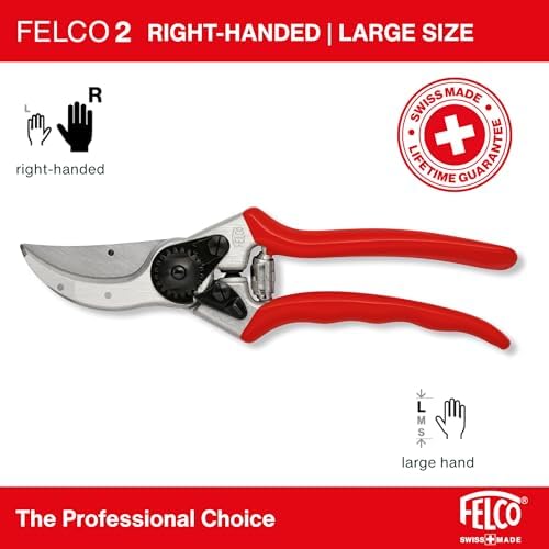 Felco F2 Pruning Shears – 9.25" Swiss-Made Garden Clippers for Professional Pruning | Hand Pruners for Gardening | Garden Tool Cutter with Precision Bypass Blade, Aluminum Body, Replaceable Parts