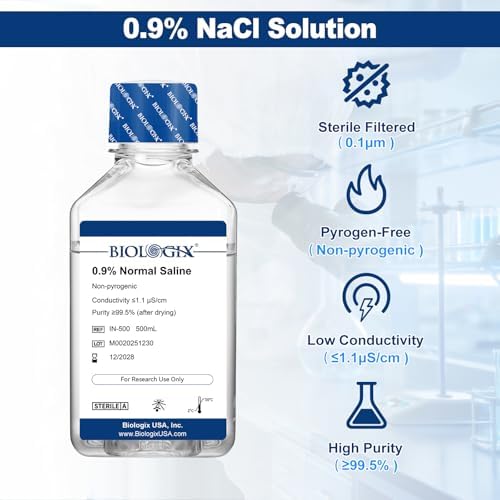 0.9% Normal Saline Solution, Sterile Sodium Chloride, 500mL