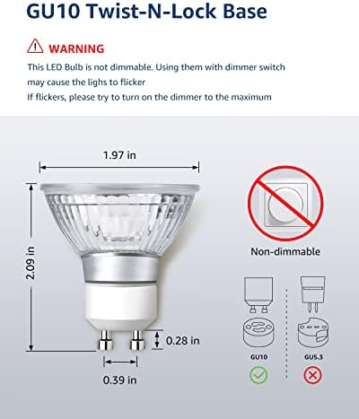Lepro Non-Dimmable GU10 LED Light Bulbs 4W 350LM 5000K Daylight White 6PC