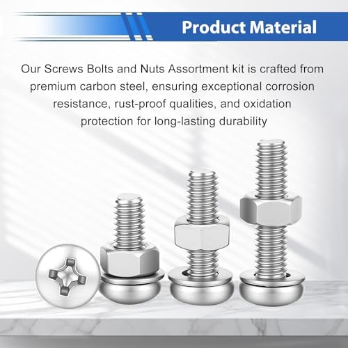 smseace 516Pcs Nuts and Bolts Assortment Kit 21-Sizes M3/M4/M5/M6 Nut Bolt Washer Assortment Kit for Machinery, Furniture, Automotive, Motorcycle Repairs