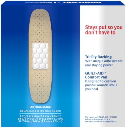 BAND-AID Brand Tru-Stay Sheer Adhesive Bandages, Assorted Sizes, 80 Count
