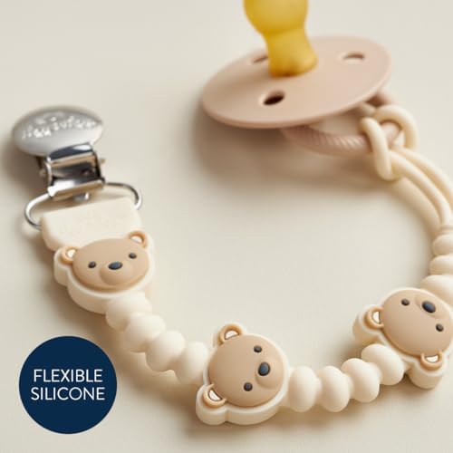 Itzy Ritzy Silicone Pacifier Clip, Baby Pacifier Holder Clip (Baby Bear)