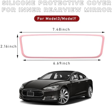 Ohleats Car Rear View Mirror Protector Frame, Edge Cover Trim, Pink