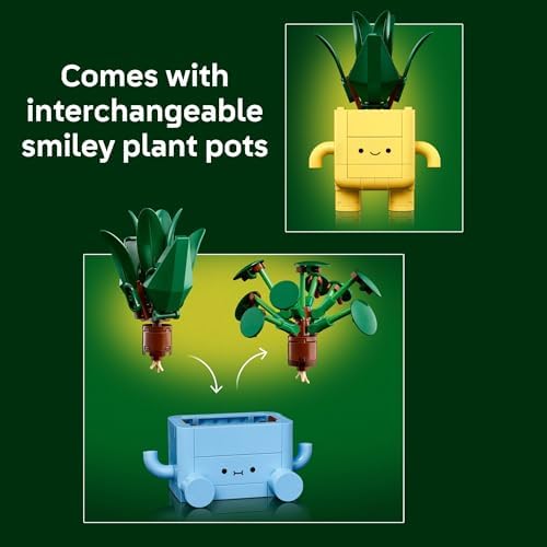 LEGO Botanicals Happy Plants Building Toy for Kids, Girls, and Boys 9+ - Playroom Decor for Desk or Shelf - Birthday Gift Idea for Young Gardeners - Artificial Indoor Plant for Play & Display - 10349
