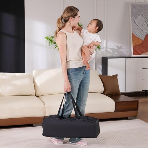 Pamo Babe Pack and Play Portable Crib Baby Playpen Foldable Playard for Infant Toddler with Mattress Pad, Lightweight Unisex Travel Crib Gray