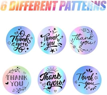 Holographic Thank You Stickers, 1000pcs, 1 Inch, Round