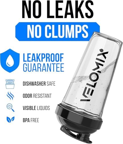 VELOMIX 6 Pack 28oz Shaker Cups for Protein Shakes, Blacks to Transparent