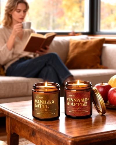 AOOVOO 6 Pack Fall Candles Set - 42oz Autumn Candle Gift for Home Scented