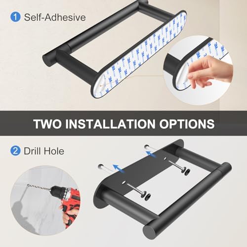 SetSail Toilet Paper Holder Adhesive or Screw-in Matte Black
