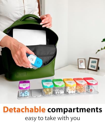 Extra Large Pill Organizer – Weekly Pill Box 7 Day AM PM for Big Vitamins & Supplements, Large Capacity Medication Dispenser with 7 Detachable Compartments, XL Pill Organizer 2 Times a Day