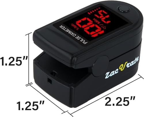 Zacurate 500 Series Fingertip Pulse Oximeter Blood Oxygen Saturation Monitor with Silicon Cover, Batteries and Lanyard (Royal Black)
