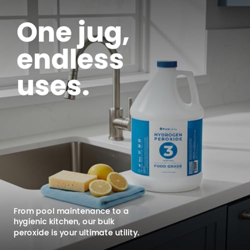 3% Food Grade Hydrogen Peroxide (1 Gallon) - No Added Stabilizers - Made in The USA derived from 35% Food Grade Hydrogen Peroxide