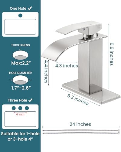 Bathroom Faucet Brushed Nickel Waterfall Single Handle Vanity Faucet