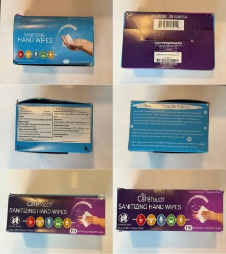 Care Touch Hand Sanitizer Wipes – 220 Individually Wrapped Packets (Packing may Vary)