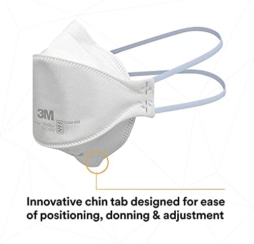 3M Aura Particulate Respirator 9205+, N95, Individually Wrapped, 3 Panel Flat Fold Design Allows for Facial Movements