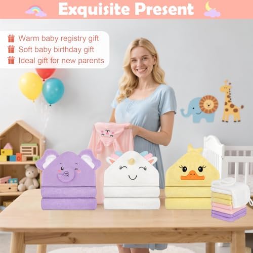 12 PCS Baby Bath Towels Set, Baby Towels for Newborn Bath Essentials Gifts