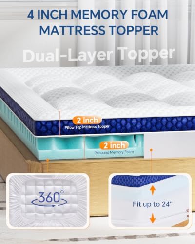 BEDELITE Dual Layer King Size Memory Foam Mattress Topper