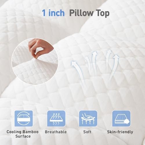 Dual Layer 3 Inch Memory Foam Mattress Topper Twin XL Size, 2 Inch Cooling Gel Memory Foam Plus 1 Inch Pillow Top Mattress Pad Cover, with 8-21 Inch Deep Pocket