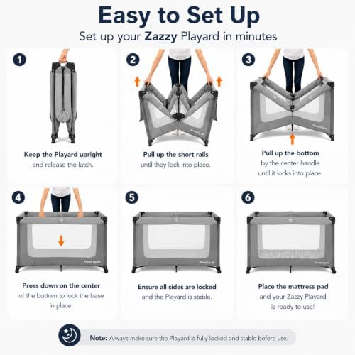 Dream On Me Zazzy Portable Baby Playard with Bassinet, Travel Carry Bag