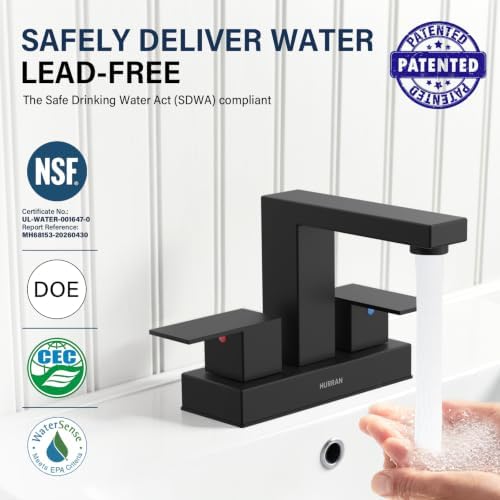 Matte Black Bathroom Sink Faucet, 4 inch Bathroom Faucet Stainless Steel