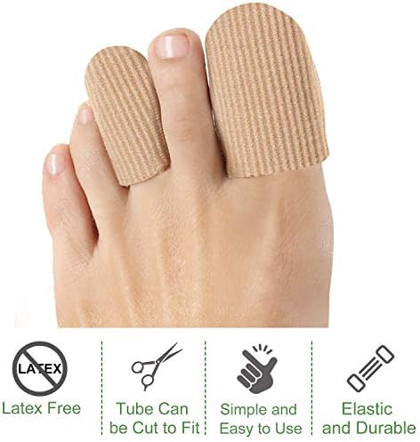 Welnove 10Pack Toe Caps Closed Toe Surface Fabric Sleeve Protectors with Gel Lining, Prevent Pain Relief for Corns, Blisters and Ingrown Toenails (Size Large + Size Medium)