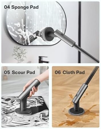 HOTO Cordless Electric Spin Scrubber, 6 Brush Heads, for Bathroom, Tile
