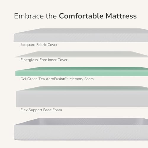 MLILY 8 Inch Twin Mattress for Kids Green Tea Memory Foam Medium Firm