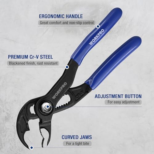 WORKPRO 5-Inch Water Pump Pliers, CR-V Plumbing Lock Plier