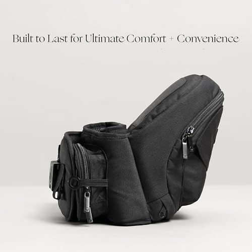 Tushbaby Original Hip Seat Baby Carrier for Babies & Toddlers up to 45 lbs, Safety Certified, Lightweight No-Foam Design with Storage, Black
