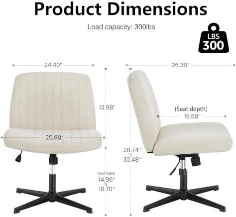 Sweetcrispy Criss Cross Chair, Armless Office Desk Chair