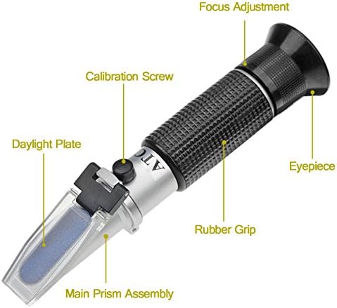 aichose Brix Refractometer with ATC, Dual Scale - Specific Gravity & Brix, Hydrometer in Wine Making and Beer Brewing, Homebrew Kit