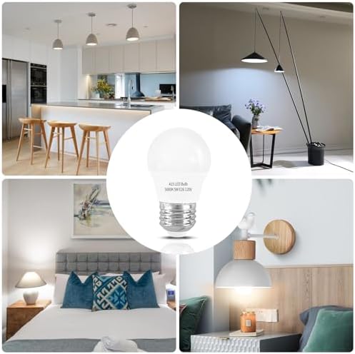 LED Refrigerator Light Bulb 2 Pack，Dimmable A15 5000K 40W Equivalent
