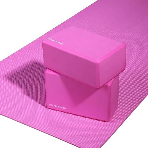 Fitvids All Purpose 1/4-Inch High Density Anti-Tear Exercise Yoga Mat with Carrying Strap with Optional Yoga Blocks, Multiple Colors