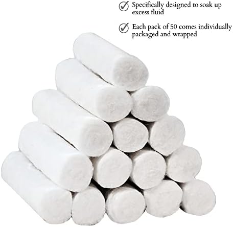 Vakly Dental Cotton Rolls #2 Medium 1.5 in (100 Count) – 100% Absorbent Non-Sterile Cotton Rolls for Dental Use, Mouth Gauze & Nosebleeds