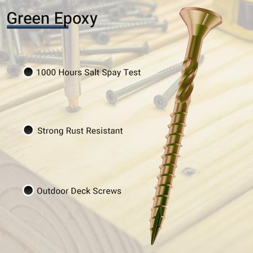 Deck Screws 3 Inch, #10 x 3'', Rust Resistant, Brown Epoxy Coated, Outdoor Screws, Torx/Star Drive, T25 Bit,5lb