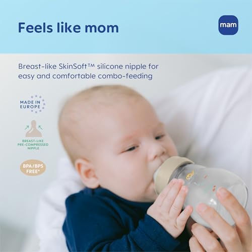 MAM 6oz Pure Glass Feel Good Anti-Colic 0+ Months Baby Bottle, 3 Pk, Unisex