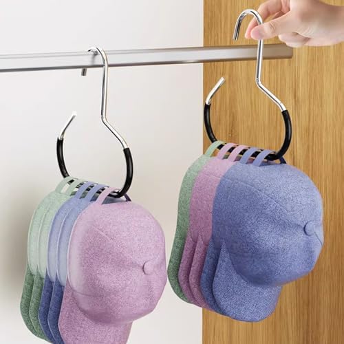 2 Pack Hat Organizer for Baseball Caps, Stainless Steel Holder for Scarves & Handbags, Space Saving Closet Hangers