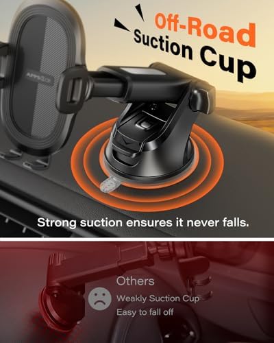 APPS2Car Car Phone Holder Military-Grade Suction Cup Dashboard Windshield