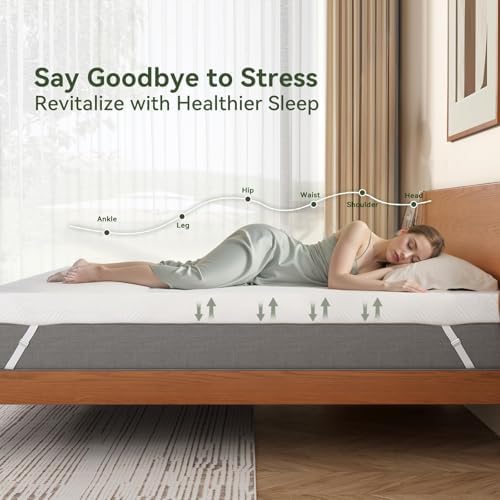 BedsPick Twin XL Mattress Topper, 3 Inch Gel Memory Foam Topper for Dorm & College Students, Foam Pad with Non-Slip Washable Cover & Adjustable Straps, Pressure Relief, CertiPUR-US Certified, White
