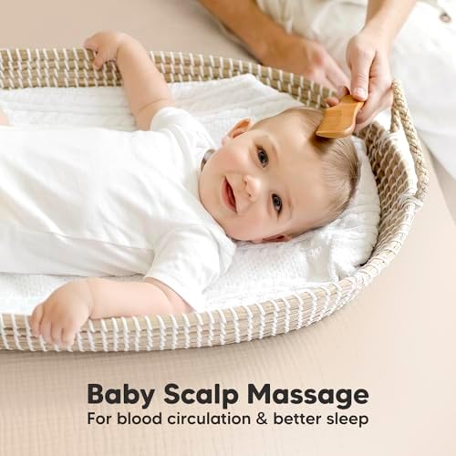 Wooden Baby Hair Brush Set for Newborns, Toddler Comb (Walnut, Regular)