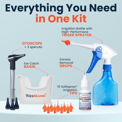 WaxBgone Complete Ear Wax Removal Kit, Otoscope & Ear Drops, Premium Kit