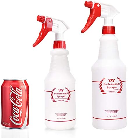 Uineko Empty Spray Bottles, Heavy Duty Sprayer, Mist & Stream, 4 Pack 32 Oz