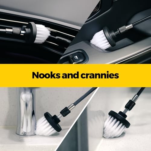 Holikme 5Pack Drill Brush Set with Extension for Car & Bath Detailing