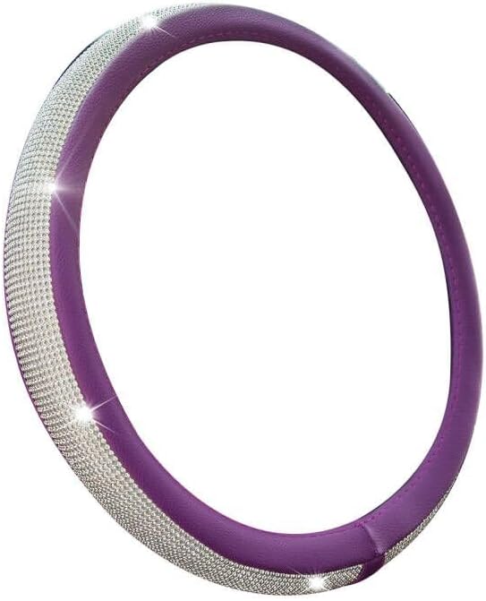 New Diamond Leather Steering Wheel Cover with Bling Crystal Rhinestones