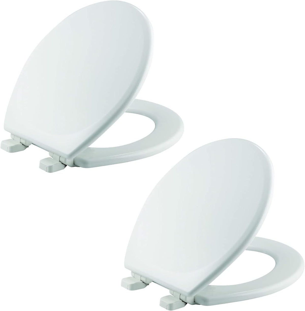 Mayfair Linden Slow Close Toilet Seat, Non Slip Heavy Duty Wood, Easy Install, Elongated, White