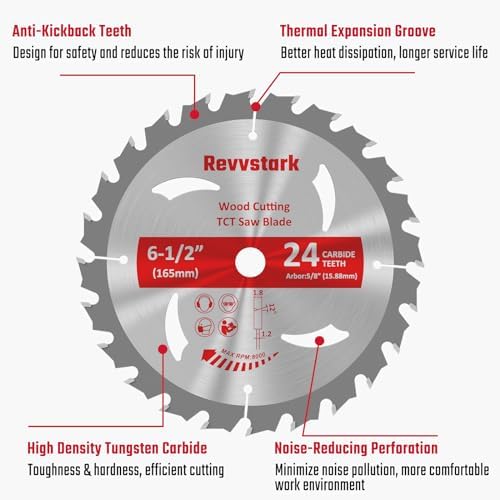 Circular Saw Blade 6-1/2" 24T&60T for Cutting Wood, 5/8" Arbor