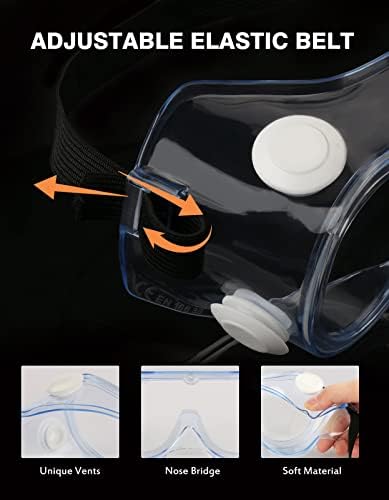 MELASA Safety Goggles ANSI Z87.1 Anti-Fog Protective Lab Goggles Chemistry