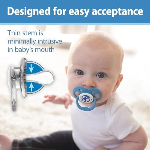 Dr. Brown's Advantage Glow-in-the-Dark Baby Pacifier, Fully Symmetrical Soother with Soft Silicone Bulb, Skateboard Snail-Blue Nature, 6-18m, BPA Free, 4 Pack