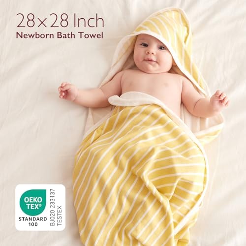 Momcozy Baby Towels, Soft Absorbent Bath Towel for Newborn&Toddler,Lemon